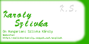 karoly szlivka business card